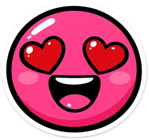 Pink heart-eyes face die-cut sticker