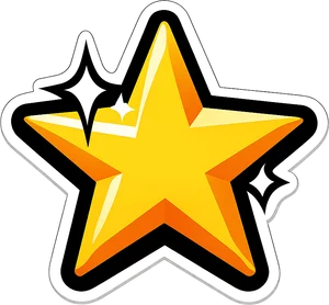 Gold star die-cut sticker with sparkles